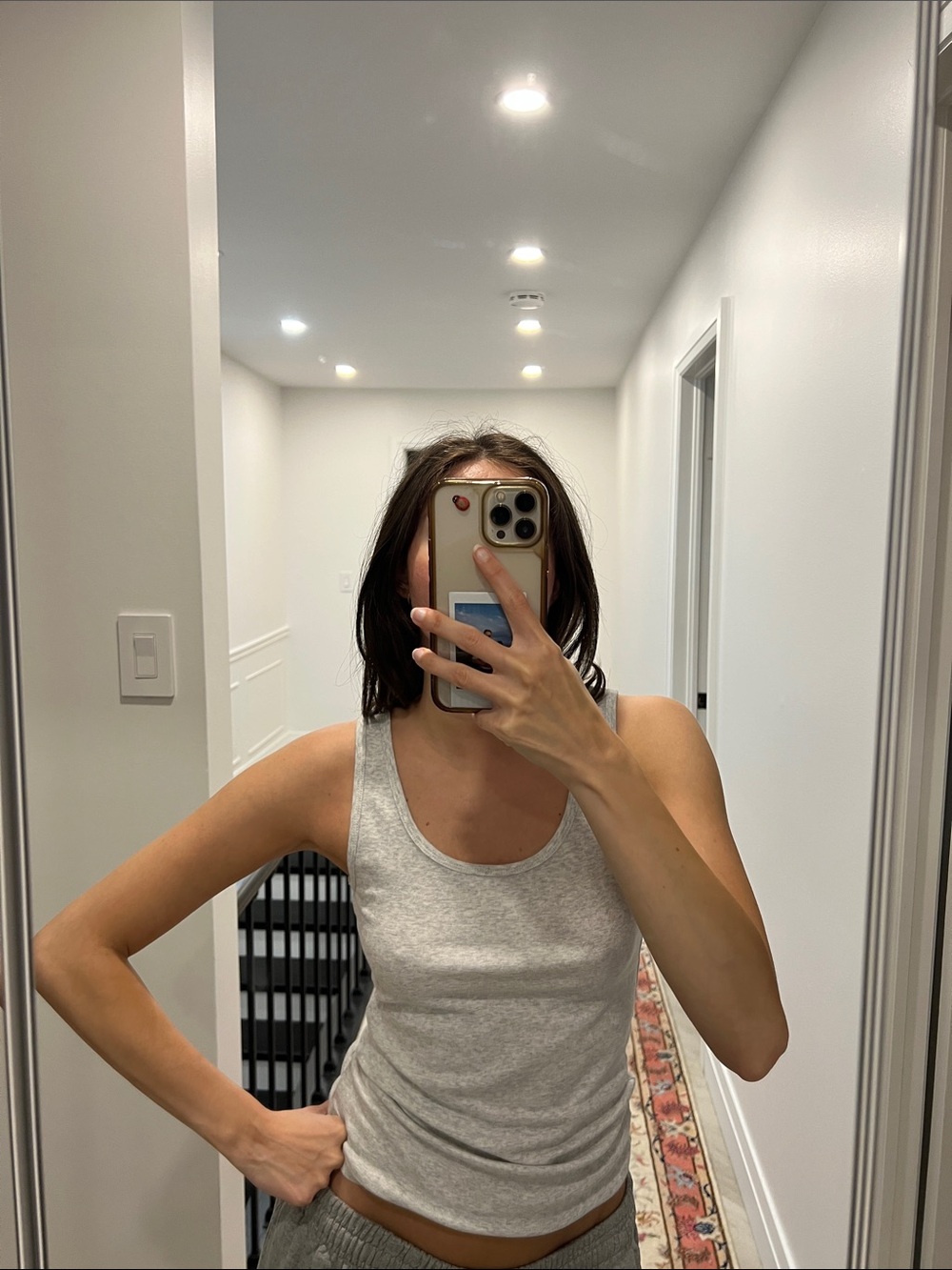 Classic Scoop Neck Tank Top in Light Gray